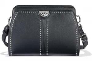 Brighton Beckman Organizer Bag Shoulder Leather Crossbody Black Women's
